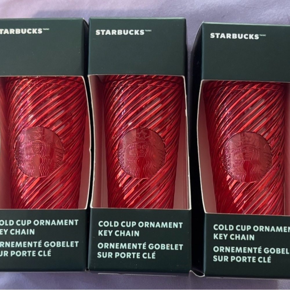 Starbucks Set/3 Red Cold Cup Ornament Key Chain